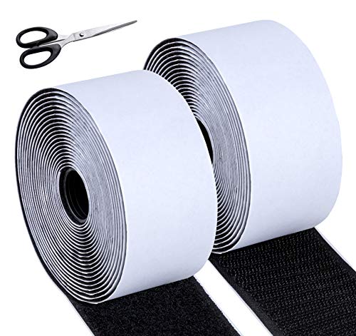 ilauke 5M ×50MM Bandes Adhésives Ultra-Puissant +1xCiseaux,5M Crochet et 5M Boucle de Fixation Bande de Adhésif Autocollant,pour l’Organisation,Le Nettoyage, la Fixation, l’accrochage d’Images,Noir
