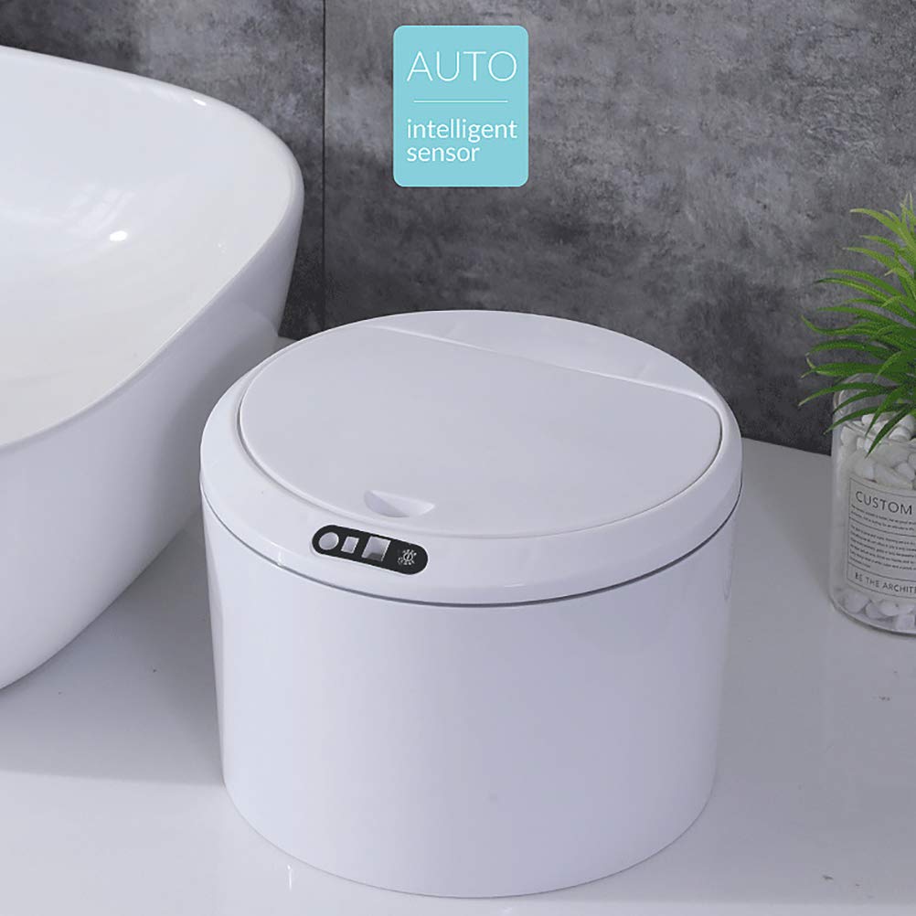 Qcwwy Desktop-Sensor-Mülleimer, Berührungsloser Automatischer Mini-Abfallkorb mit Deckel Intelligenter Elektrischer Induktions-Mülleimer für Büro-Desktop-Nachttisch-Kaffeebar
