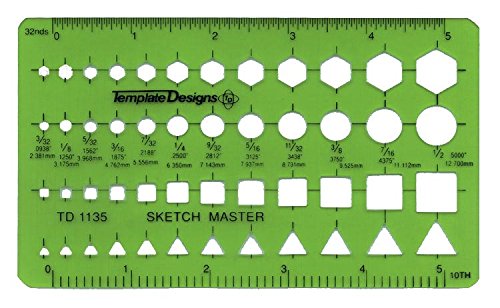 Alvin, TD1135, Multi-Purpose Sketch Master Template, Drawing and Drafting Tool - 12 Sizes
