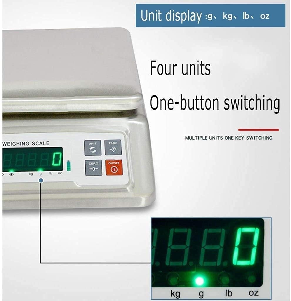 Báscula De Cocina Electrónica Resistente Al Agua, 30 Kg/0,5 G, De Acero Inoxidable, Ip68, Balanza Digital De Precisión, Báscula Industrial, Función De Tara Y Cero,Silver-3Kg/0.5G