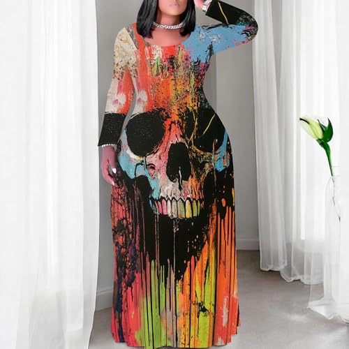 Image of PinkPatty Women's Plus Size Long Sleeve Maxi Dresses T Shirt Boho Sundress Fall Dress with Pockets