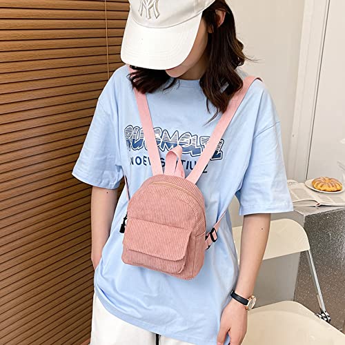 Image of Women Mini Corduroy Backpack Cute Shoulder Bag Purse Ladies Casual Satchel
