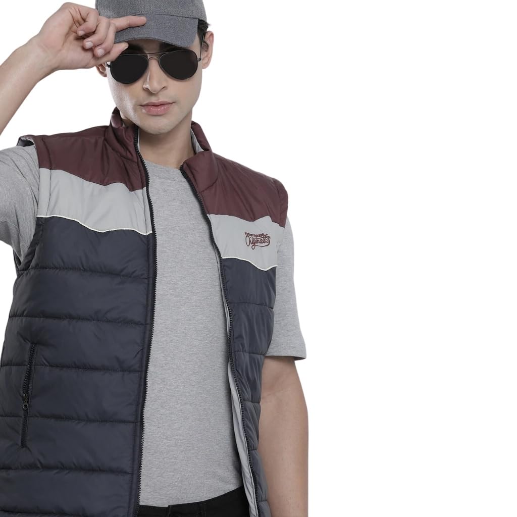 the indian garage co Men Polyester Standard Length Slim Fit Colourblocked Puffer Jackets-picture-33