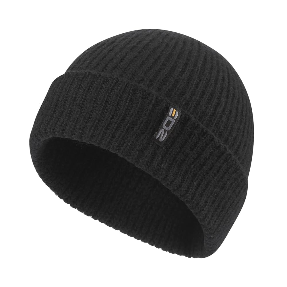 Edz Unisex Black Solway Merino Wool Beanie Hat