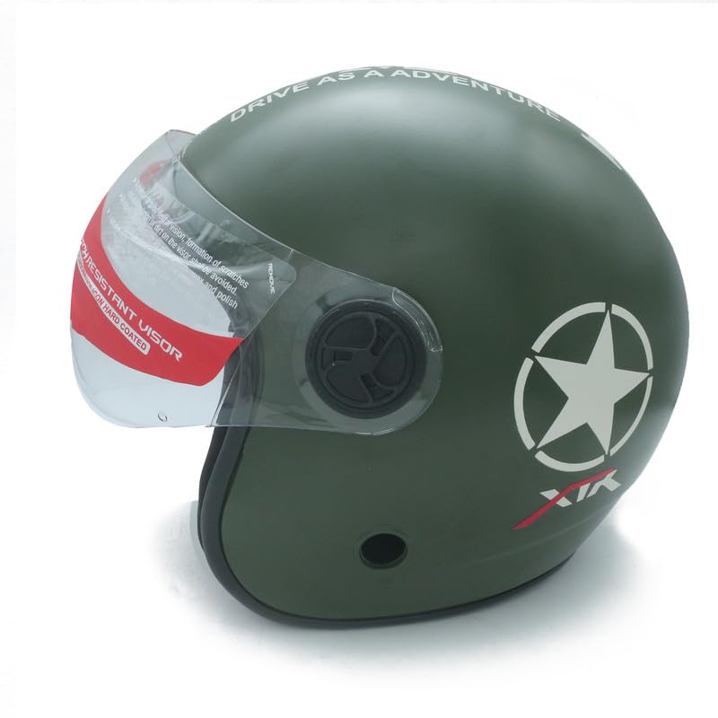 Image of Strong and Durable Stylish matt Finish Full Face Bullet Bike Helmet | Scratch Resistance and Silicone Glass Protection - Green