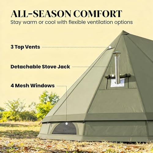 Carpa de camping impermeable tipo teepee para todo el año miniatura 3