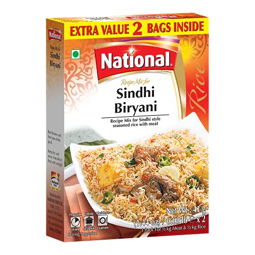 National Foods Sindhi Biryani Recipe Mix 2.88 oz (82g) | South Asian Mixed Spice Powder | Traditional Food | Meat Layered Pilaf Seasoning | Value Pack