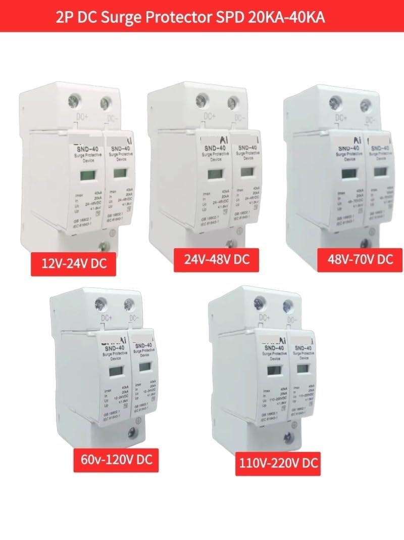 Ochrona przeciwprzepięciowa DC 2P SPD 20KA-40KA 24V DC 12V 48V 60V 70V 110V 220V Zasilanie Urządzenie przeciwprzepięciowe