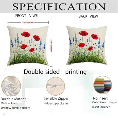 Housse coussin 80x80cm imperméable double face rouge vintage