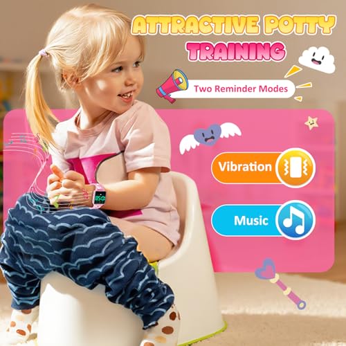 Potty Training Watch for Toddlers, Upgrade Magnetic Charging Potty Reminder with Music/Vibration/Colorful Lights Countdown, Cute Pattern Silicone Strap, Waterproof Kids Digital Watch, Gift for Kids3