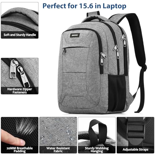 Image of BIKROD Laptop Backpack for Men and Women, 17 Inch Large School Backpacks for Teens, Business Anti Theft Durable Travel Back Pack, Water Resistant Computer Bag, Grey