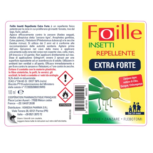 Foille Insetti Repellente Extra Forte, DEET 50%
