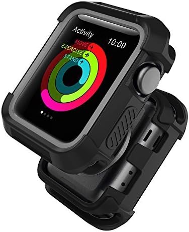 Compatible with Watch Case 42mm, Shock Proof Bumper Cover Scratch Resistant Protective Rugged Case Replacement for Series 3/2/1 42mm, Nike+, Black/Grey