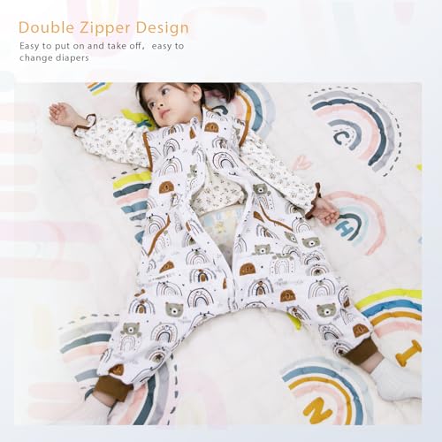 Image of WONDAY Toddler Sleep Sack with Feet, 1.0 Tog Lightweight Sleeping Sacks for Walking with Legs,2T 3T
