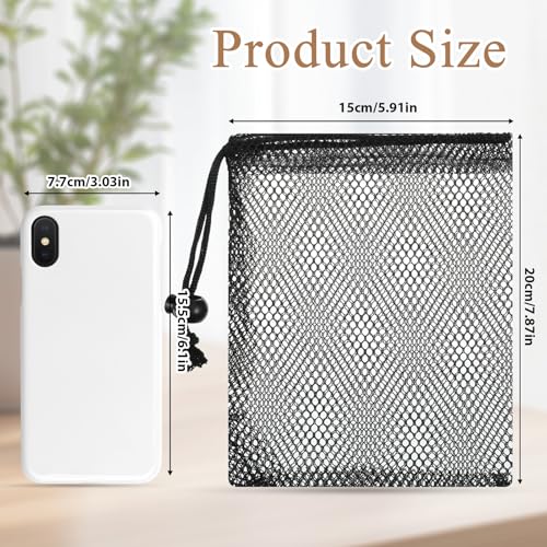 Larrel 12 Pcs Black Mesh Drawstring Bag, 5.91×7.87in/15×20cm Lightweight Small Mesh Pouch Nylon Small Drawstring Pouch for Lipstick Cosmetic Jewelry Key2