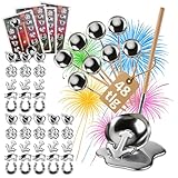 Robin Goods® 48-teiliges Zinngießen-Set mit Figuren und Holzstiel-Löffel - Silvestergießen Partyspiel zum Wahrsagen & Orakeln - Gesunde Alternative zum Bleigießen - Familien-Spaß