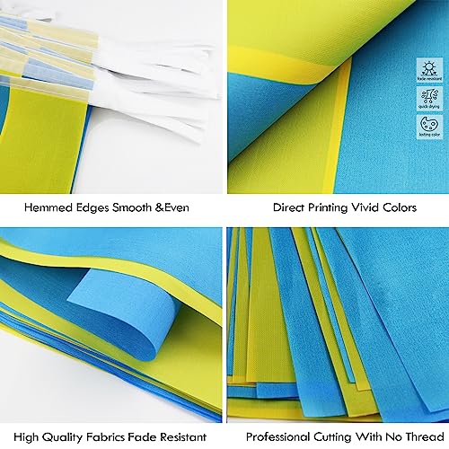 Image of Ukraine String Flag Pennant Banner - 38 Flags, 42 Feet Small Mini Ukrainian Flags Bunting Banner for Country Decoration, School, Party, Sports Events