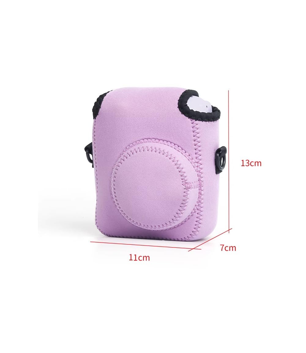 Miękki futerał na aparat, fioletowy, neoprenowy, odporny na wstrząsy, pokrowiec ochronny do aparatu Fujifilm Instax Mini 12, Fioletowy, Jeden rozmiar, Torba na aparat