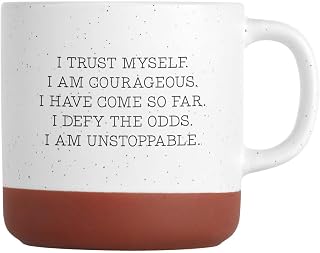 Canopy Street Positive Self Talk Mug / 13 Ounce Speckled Ceramic Affirmation Coffee Mug/Self Love And Acceptance Morning Mantra Farmhouse Style Tea Cup