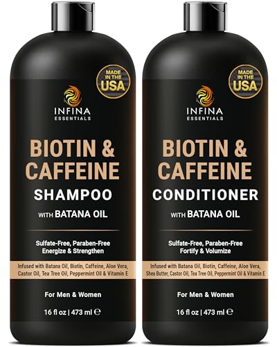 Caffeine Biotin Shampoo and Conditioner Set | 16 fl oz Each | wit...