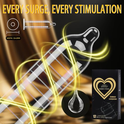 Ribbed Condoms for Men, Medium, Thin Natural Latex, 12 Count - Image 4