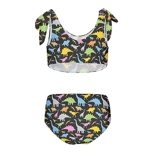 Colorful Dinosaur Print Girls Bikini Sets 2 Piece Swimsuits Bathing Suit Swimwear2