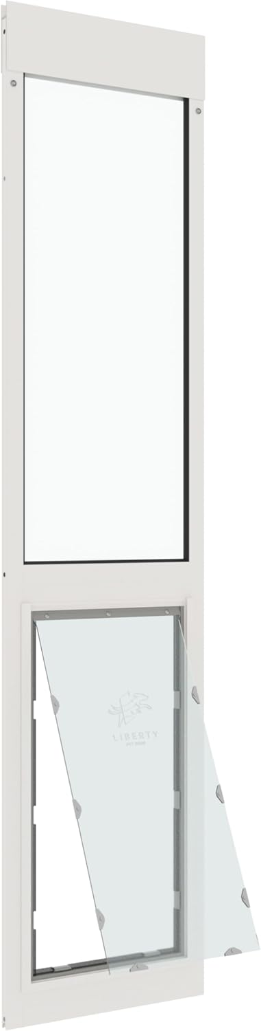 Liberty Pet Door for Sliding Glass Door | Vinyl Frame with Closing Cover | for Home & Rentals | Clear Glass | White, XXL Flap, 75.5" - 77" Slider Height
