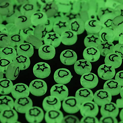 500pcs 4x7mm Glow in The Dark Acrylic Beads for Friendship Bracelets Jewellery Making, Glowing Graphic Beads, Small - Image 3