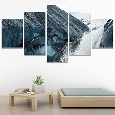 SIGNWIN 5 Panel Canvas Wall Art Mountain Waterfalls...