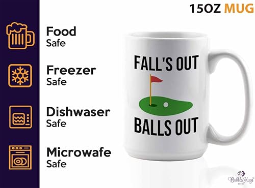 Miniatura 3 de Taza de café de golf de 15 onzas, color blanco, Fll's Out Ball's Out, campo de golf, juego de Birdie Putt, club de golf, carrito de juego Outoor