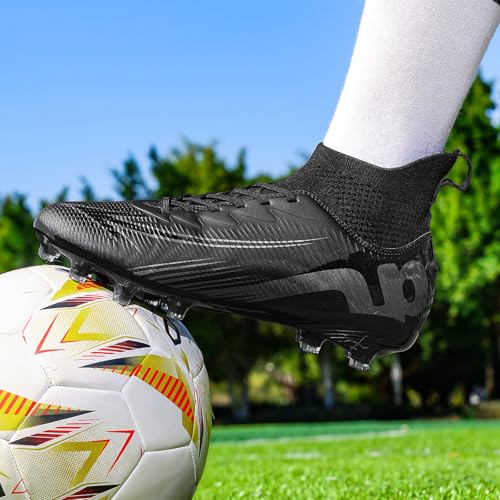 Image of Soccer Cleats for Mens Womens High Tops Lace Up Unisex Football Shoes Indoor Turf Soccer Shoes AG FG TF for Beginners to Advanced Players