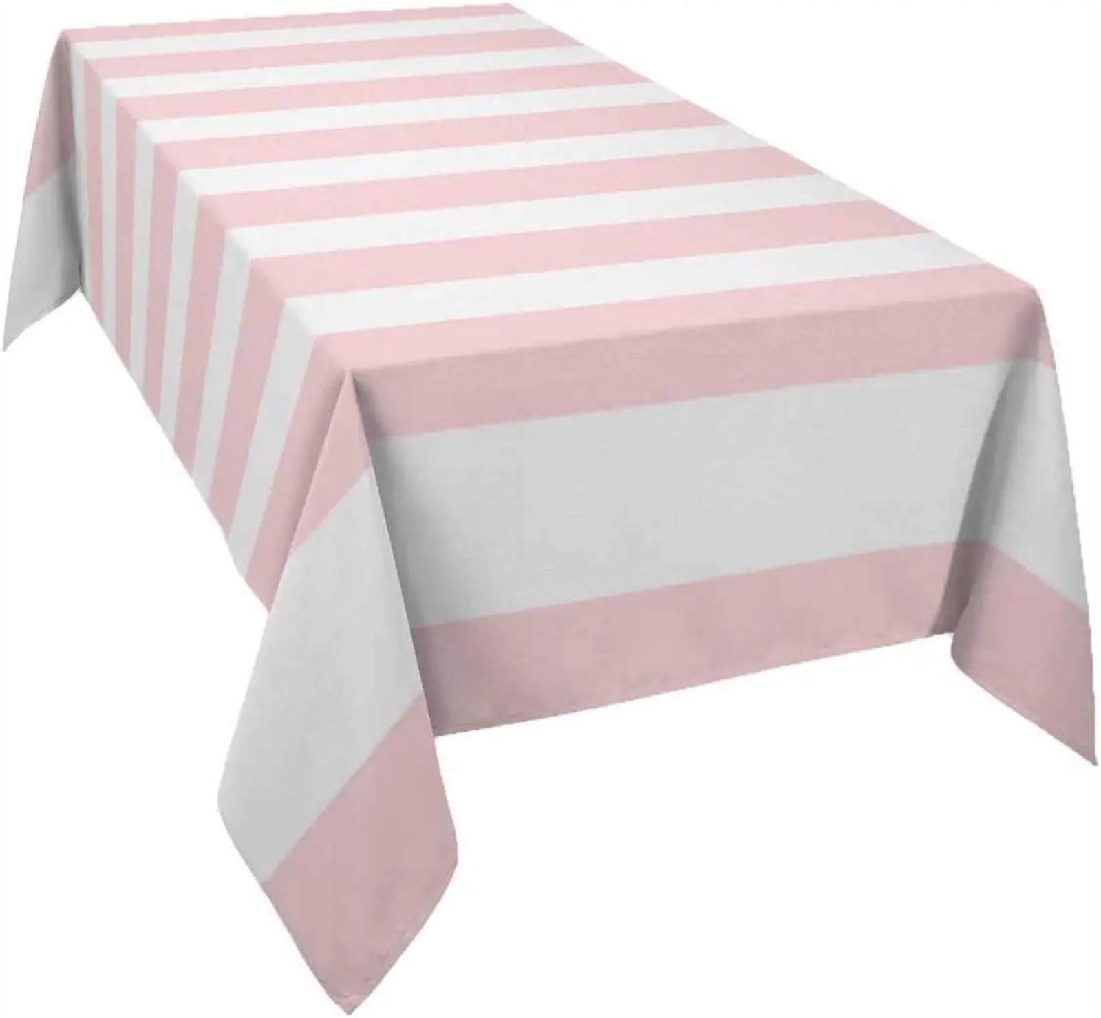 FonHNDG Striped Tablecloth Stripe Rectangle Tablecloth Holiday Party Decor White Geometric Pattern Table Cloths Kitchen Dining(Pink,140x180cm)