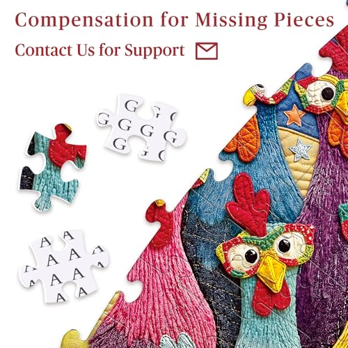 Puzzle redondo de 1000 piezas para adultos - Gallos caprichosos | 26.6" de diámetro, alivio del estrés y desafío cognitivo, regalo ideal para noches de juegos familiares y decoración artística de pared miniatura 6
