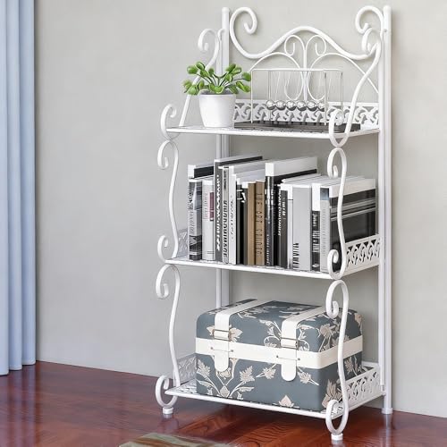 Scaffale pieghevole in metallo, senza montaggio di attrezzi, scaffale stretto portatile, resistente alla ruggine, con piedini antiscivolo per uno spazio compatto