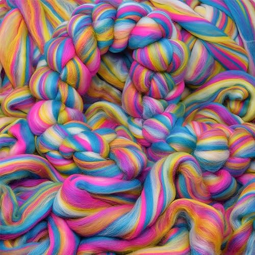 Image of Combed Top Roving. Limited Edition Fiber for Spinning, Needle Felting, Wet Felting, Weaving and Crafting. Colorful Designer Merino, Malibu
