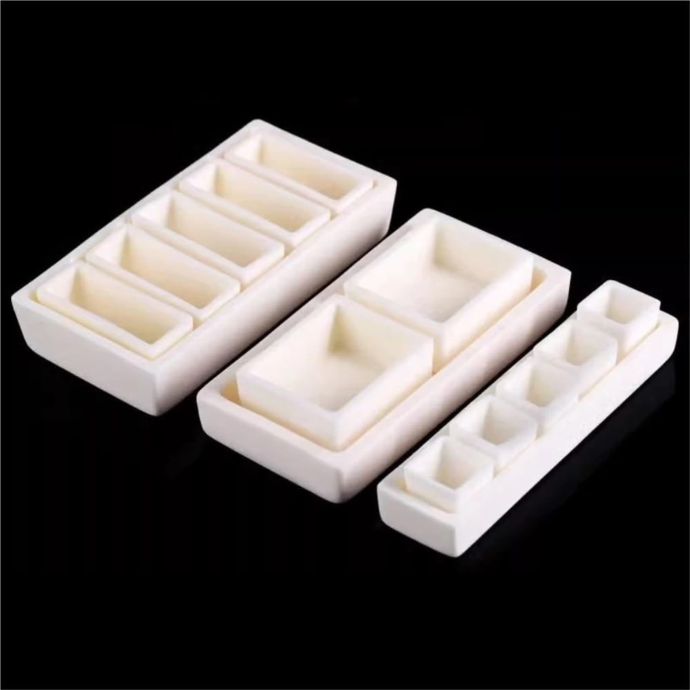 Juego de crisoles de alúmina de alta temperatura for análisis de laboratorio (moldes de combustión de 50-100 mm)(90x65x30mmx12)
