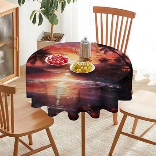 Nappe ronde colorée polyester imprimé tropical nappe décorative d'extérieur 178 cm - 7