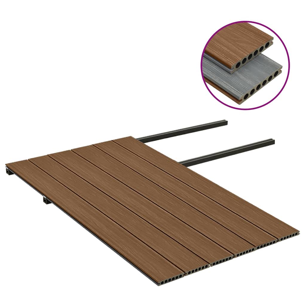 Lot de lames de terrasse WPC marron et gris avec accessoires 15 m² 4000 x 140 x 23 mm Matériau composite bois-plastique durable pour balcon, terrasse et piscine