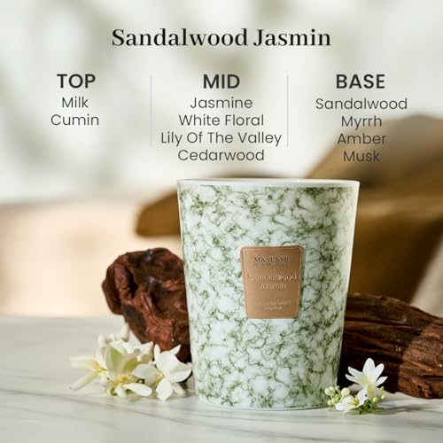 Image of M&SENSE Extra Large Candle 35oz 150H SandalwoodJasmin Scented Candle,3 Wick Highly Scented Jar Candle, XL Candles Gift for Stress Relief, Meditation, Yoga