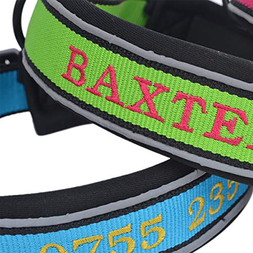 Gredstar Reflektierende Hundehalsband Für mittelgroße,große Hunde Personalisierte Halsbänder mit Name Telefonnummer Bestickt