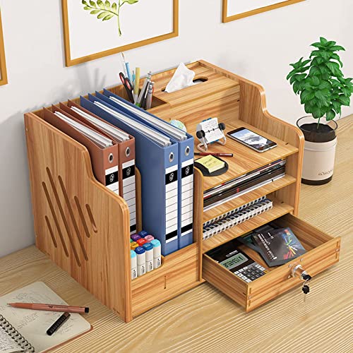 Catekro-Organizer-Scrivania-Legno-Organizer-Scrivania-Ufficio-Grande-Capienza-da-Scrivania-Porta-File-Rack-Per-Casa-Ufficio-e-ScuolaMarrone