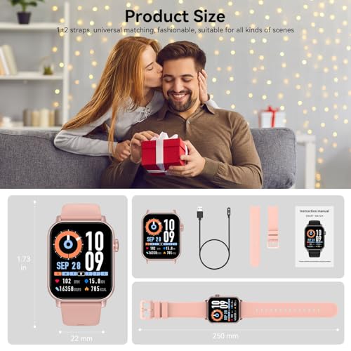 Image of Smart Watches for Men Women with Bluetooth Calling, 1.83 inch HD Touchscreen Fitness Tracker, IP68 Waterproof, 120+ Sports Modes, Heart Rate & Sleep Monitor, Activity Tracker for iPhone Android (Pink)