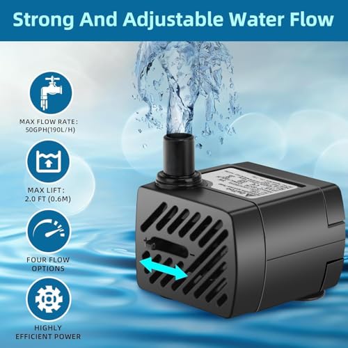 Image of Submersible Fountain Aquarium Pond Spare Replacement Water Pump with LED light | Mini Water Fountain Pump for Fountains & Aquarium /Fish Tank Water Pump (3 led pump - Qty 1)