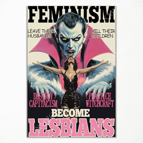 Retro Feminism Comic Poster, Vintage Feminist Canvas Wall Art, Bold Statement Lesbian Art, Destroy...