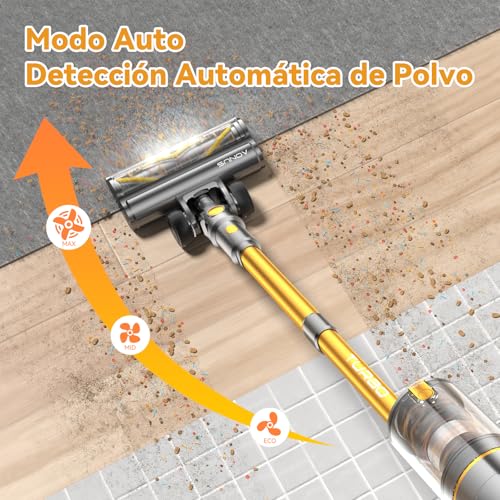 aonus Aspiradora sin Cable 55KPa 580W, Modo Automático hasta 75Min, Escoba Aspiradora sin Cable Potente con Pantalla Táctil LED, Cepillo Anti-Enredo para Pelos de Mascotas, Alfombras y Suelos Duros - imagen 5