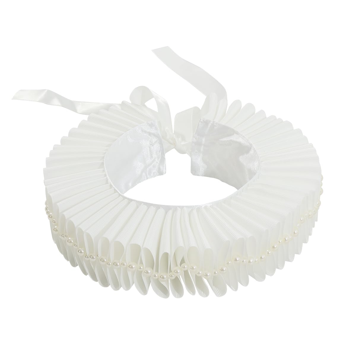 BPURB Renaissance Elisabethan Ruff Collar Neck Ruffle Collar Clown Collars, White, One Size