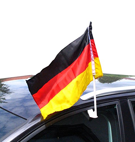 Idena 8310097 - Autofahne Deutschland, Größe 30 x 45 cm, Nationalflagge, schwarz, rot, gold, Fensterfahne, WM, Weltmeisterschaft, EM, Europameisterschaft, Fußball, Handball, Fanartikel, Autofenster