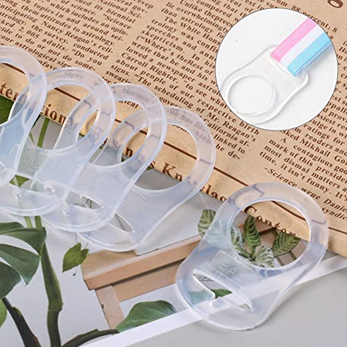 Vicloon Silikonring für Schnullerkette, 12 Stück Baby Silikonring Schnullerhalter Baby Ring Adapter, Schnullerkette Silikonring für Silikon Baby Dummy Schnuller Clip (Transparente)