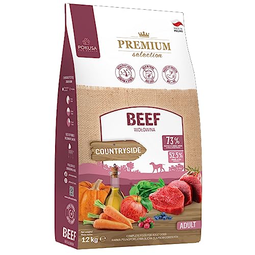 Pokusa Premium Selection - Rind - getreidefreies Trockenfutter für ausgewachsene Hunde - 12 Kg