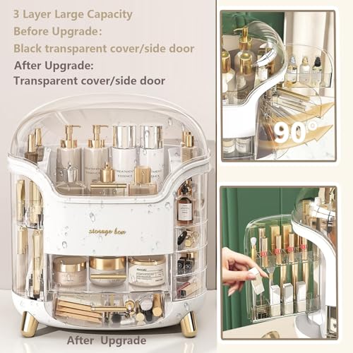 Image of Omeily Makeup Organizer Countertop Vanity Cosmetic Skincares Organizer | Large Clear Makeup Organizer Cosmetic Storage Box for Skincare Perfume, Vanity & Bathroom Organizer Gift for Women Girls